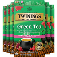 Twinings Green Tea With Pomegranate, Raspberry, & Strawberry Individually Wrapped Bags, 20 Count (Pack Of 6), Caffeinated, Enjoy Hot Or Iced, 120 Teabags