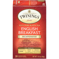 Twinings Decaffeinated English Breakfast Individually Wrapped Black Tea Bags, 20 Count Pack Of 6, Flavourful & Robust
