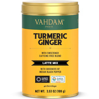 Vahdam, Golden Milk Powder/Turmeric Ginger Latte Mix (100G, 40 Cups) Caffeine-Free | Powerful Curcumin, Turmeric Powder & Ginger | Brew Hot/Iced Tea