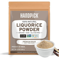Handpick Licorice Root Powder (226G/8Oz) Non Gmo, Gluten Free, 100% Raw Ground Mulethi, Sourced From India, Glycyrrhiza Glabra, Packed In Resealable Ziplock Pouch