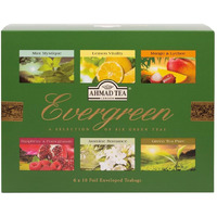 Ahmad Tea Green Tea, Evergreen Selection Pack Teabags, 60 Foil Teabags - Caffeinated And Sugar-Free