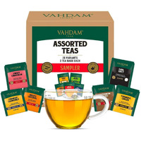 Vahdam, Assorted Tea Bags Sampler - 50 Long Leaf Pyramid Tea Bags, 25 Different Flavors Perfect Variety - 100% Pure Green Tea, Herbal Tea, Black Tea, Chai Tea And More