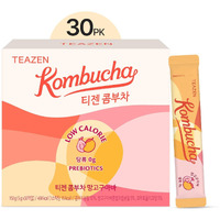 Teazen Mango Guava Kombucha Tea, Hydration Drink Mix, Sugar Free, Live Probiotics & Prebiotics, 30 Sticks, 5.29Oz