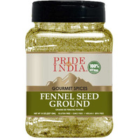 Pride Of India - Fennel Seed Ground - Natural & Gourmet Spice - Perfect Addition To Tea/Drinks/ Roast/Rubs/Bakes/ - Cooling Properties - Easy To Store - 8 Oz. Medium Dual Sifter Jar