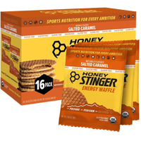 Honey Stinger Organic Gluten Free Salted Caramel Waffle, Energy Stroopwafel For Exercise, Endurance And Performance, Sports Nutrition For Home & Gym, Pre & Post Workout, Box Of 16 Waffles, 16.96 Oz