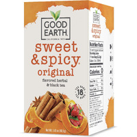 Good Earth Herbal & Black Tea, Sweet & Spicy, 18 Count (Pack Of 6) (Packaging May Vary)