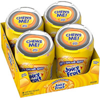 Juicy Fruit Gum (4 Pack) Original Bubble Gum Chewing Gum Bulk Pack, 40 Piece Bottle