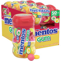 Mentos Sugar-Free Chewing Gum, Tropical, Red Fruit And Lime, Bulk, 50 Piece Bottle (Pack Of 6)