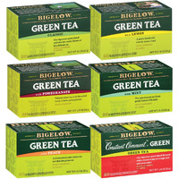 Bigelow Green Tea 6 Flavor Variety Pack, Caffeinated, 20 Count (Pack Of 6), 120 Tea Bags Total