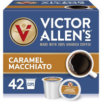 Victor Allen's Coffee Caramel Macchiato Flavored, Medium Roast, 42 Count, Single Serve Coffee Pods For Keurig K-Cup Brewers