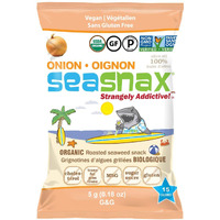 Seasnax Organic Roasted Seaweed Snack, Onion, 0.18 Ounce (Pack Of 6)