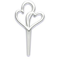 24 Count Double Silver Heart Love Cupcake Picks Toppers Wedding Bridal Shower Party Supplies