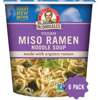 Dr. Mcdougall's Vegan Miso Ramen Soup - Instant Ramen Noodles Cups - Organic Instant Noodles - Vegan Ramen - Noodle Soup - Vegetarian Ramen Soup - 1.9 Ounces - 6 Pack