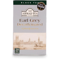 Ahmad Tea Black Tea, Decaffeinated Earl Grey Teabags, 20 Ct (Pack Of 6) - Caffeinated & Sugar-Free
