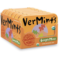Organic Breath Mints By Vermints, Gingermint Flavor, All Natural, Non-Gmo, Nut Free, Gluten Free, Vegan, Ksa Kosher, Pack Of 6, 1.41Oz Tins