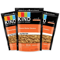 Kind Healthy Grains Granola, Healthy Snack, Peanut Butter Granola Clusters, 10G Protein, Snack Mix 11 Oz (3 Pack)