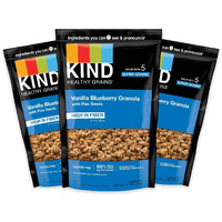 Kind Healthy Grains Granola, Healthy Snack, Vanilla Blueberry Granola With Flax Seeds, Snack Mix, 3 Count, 33 Oz Total