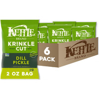 Kettle Brand Potato Chips, Krinkle Cut, Dill Pickle Kettle Chips, Snack Bag 2 Oz (Pack Of 6)
