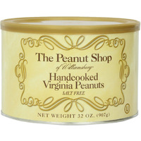 The Peanut Shop Of Williamsburg Salt Free Handcooked Virginia Peanuts, 32-Ounce Tin