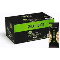 Wonderful Pistachios In Shell, Roasted & Salted Nuts, 1.5 Ounce Bags (Pack Of 24), Protein Snack, On-The Go, Individually Wrapped Healthy Snack, 1.5 Ounce (Pack Of 24) - Package May Vary