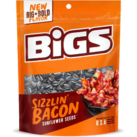 Bigs Sizzlin' Bacon Sunflower Seeds, Keto Friendly Snack,5.35-Oz. Bag (Pack Of 12)