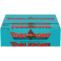 Toblerone Swiss Milk Chocolate With Salted Caramelized Almonds & Honey & Almond Nougat, Valentines Day Chocolate Candy, 20 - 3.52 Oz Bars