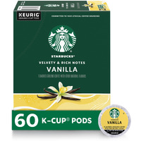 Starbucks Flavored K-Cup Coffee Pods - Vanilla For Keurig Brewers - 6 Boxes (60 Pods Total)