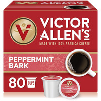 Victor Allen's Coffee Peppermint Bark Flavored, Medium Roast, 80 Count, Single Serve Coffee Pods For Keurig K-Cup Brewers