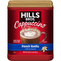 Hills Bros. Instant Cappuccino Mix, French Vanilla - Easy To Use, Enjoy Coffeehouse Flavor From Home - Decadent Cappuccino With A Hint Of Sweetness And Vanilla In Light Coffee, 16 Ounce (Pack Of 6)