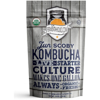 Jun Kombucha Starter Culture - Usda Certified Organic Jun Scoby & Starter Tea - Makes 1 Gallon - Brewed With Organic Green Tea & Honey - Brew Jun Tea!