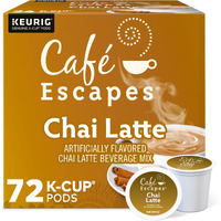 Cafe Escapes, Chai Latte Tea Beverage, Single-Serve Keurig K-Cup Pods, 72 Count (3 Boxes Of 24 Pods)