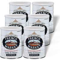 French Market Coffee, Coffee & Chicory Restaurant Blend, Medium-Dark Roast Ground Coffee, 12-Ounce Metal Can (Pack Of 6)