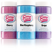 Cotton Candy Express Floss Sugar Variety Pack With 3 - 11Oz Plastic Jars Of Cherry, Blue Raspberry & Grape Flossing Sugars. Use With Cotton Candy Express Countertop Machine