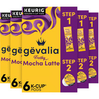 Gevalia Frothy 2-Step Mocha Latte Espresso K-Cup Coffee Pods & Froth Packets Kit, 6 Count (Pack Of 6)
