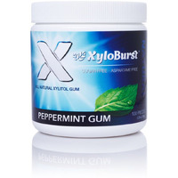 Xyloburst 100% Xylitol, Natural Chewing Gum 100 Count Jar Non Gmo, Vegan, Aspartame Free, Sugar Free (Peppermint, 1 Jar)