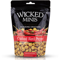 Wicked Minis Soup & Oyster Crackers - Saltine Crackers Salted Flavored Mini Puffed Soup Crackers, Savory Snacking Mix, Seasoned Croutons Salad Toppers, Crackers For Chili 6Oz (Crushed Red Pepper)