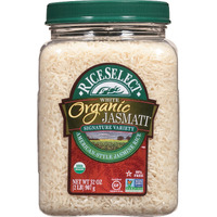 Riceselect Jasmati Organic Rice, Long-Grain Organic Jasmine Rice, Premium Gluten-Free Rice, Non-Gmo, 32-Ounce Jar