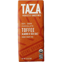 Taza Chocolate Organic Amaze Bar 60% Stone Ground, Toffee Almond Sea Salt, 2.5 Ounce (1 Count), Vegan