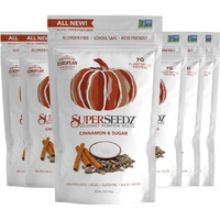 Superseedz Dry Roasted Pumpkin Seeds - Cinnamon & Sugar Pepitas, Vegan, Whole 30, Paleo, Healthy Snacks, 8G Plant Based Protein, Produced In Usa, Dairy Free, Nut Free, Gluten Free Snack (5Oz, 6-Pack)