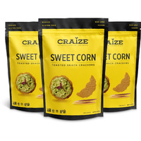 Craize Sweet Corn Crisps | Gluten Free, Vegan, Kosher, Toasted Corn Crackers | 3 Pack, 4 Oz Each