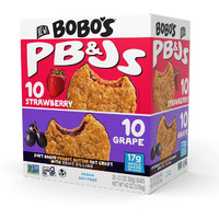 Bobo's Peanut Butter And Jelly Oat Snack Variety Pack, 10 Grape Flavored, 10 Strawberry Flavored, Healthy Everyday Snack