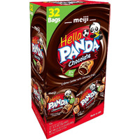 Meiji Hello Panda Cookies, Chocolate Crme Filled - 32 Count, 0.75Oz Packages - Bite Sized Cookies With Fun Panda Sports