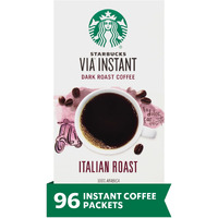Starbucks Via Instant Coffee-Dark Roast Coffee-Italian Roast-100% Arabica-12 Boxes (96 Packets Total)