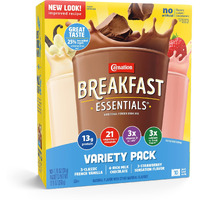 Carnation Breakfast Essentials Complete Nutritional Drink Rich Milk Chocolate / Classic French Vanilla / Strawberry Sensation Flavor 1.26 Oz. 60 Ct