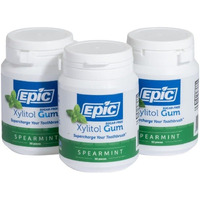 Epic Xylitol Chewing Gum - Sugar Free & Aspartame Free Chewing Gum Sweetened W/Xylitol For Dry Mouth & Gum Health (Spearmint, 50-Piece Bottle, 3 Bottles)
