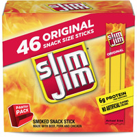 Slim Jim Original Snack Size Stick, Easy, On-The-Go School, Work And Travel Snacks, 0.28 Oz Meat Snacks, 46 Count Box