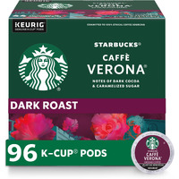 Starbucks K-Cup Coffee Pods-Dark Roast Coffee-Caff Verona For Keurig Brewers-100% Arabica-4 Boxes (96 Pods Total)