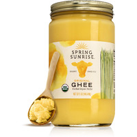 Spring Sunrise Organic Grass Fed Ghee Butter - Usda Certified Organic Clarified Butter - Paleo, Keto Friendly, Non-Gmo, Gluten, & Casein Free Cooking Oil - Sustainably Sourced (32Oz Jar)