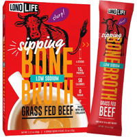 Lonolife Low-Sodium Beef Bone Broth Sticks: 10G Protein, Keto-Friendly - 24 Portable Servings