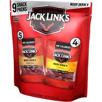Jack Link's Beef Jerky Variety - Includes Original And Teriyaki Flavors, On The Go Snacks, 13G Of Protein Per Serving, 9 Count Of 1.25 Oz Bags